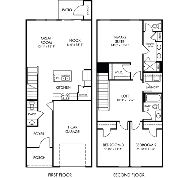 The Amber floorplan at a Meritage Homes community in Charlotte, NC.