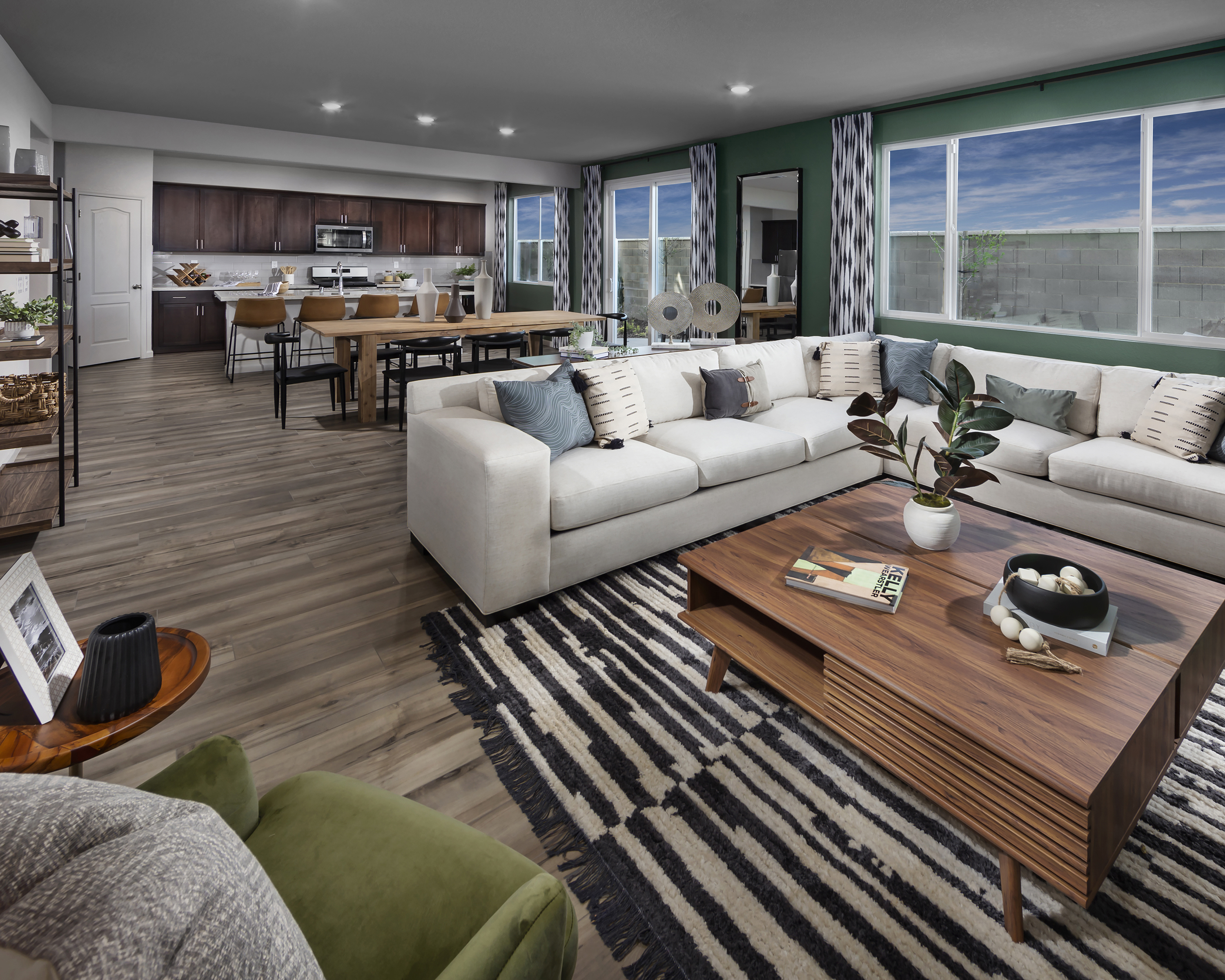 Residence 2 great room modeled at a nearby Meritage community.