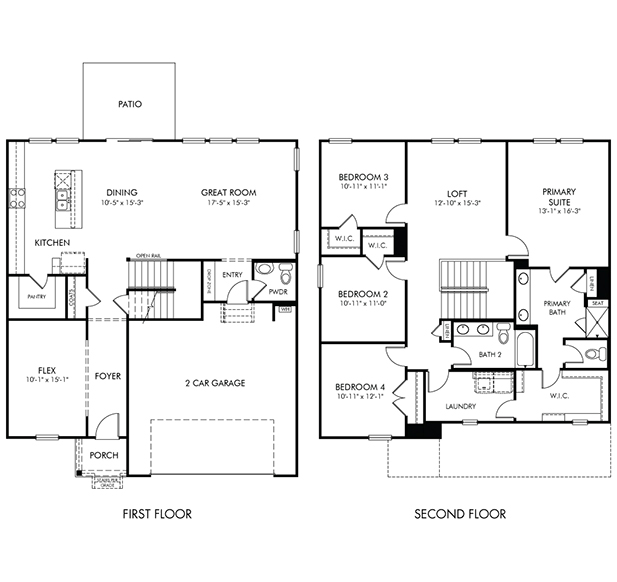 Dakota Floorplan at a Meritage Homes Community in Charlotte, NC.