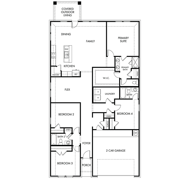 The Henderson (404) floorplan layout for a Meritage Homes community in Pflugerville, TX.