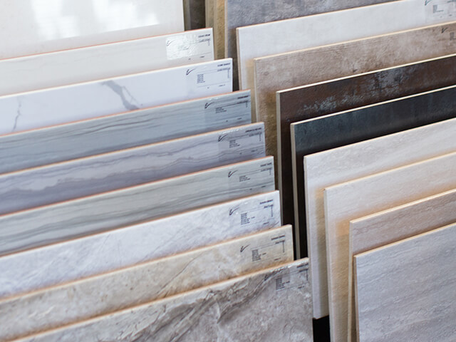 Flooring samples in a variety of colors and styles