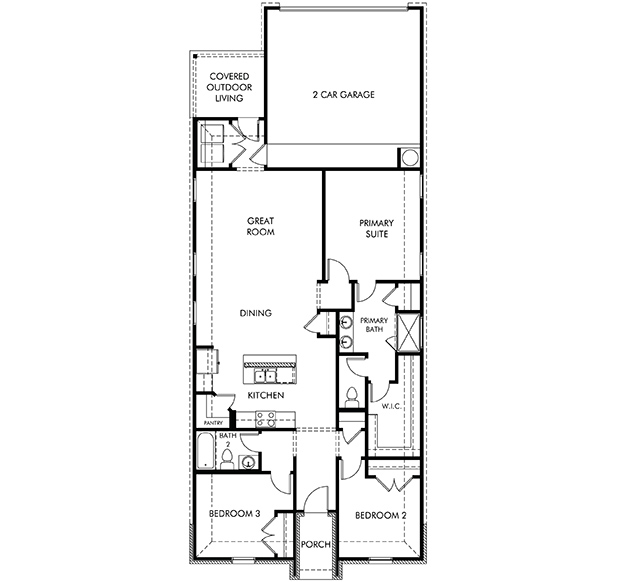 730 Clearwater floorplan layout for a Meritage Homes community in Hutto, TX.