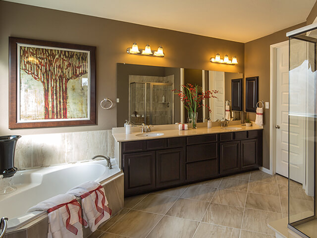 Bathroom with tub and shower