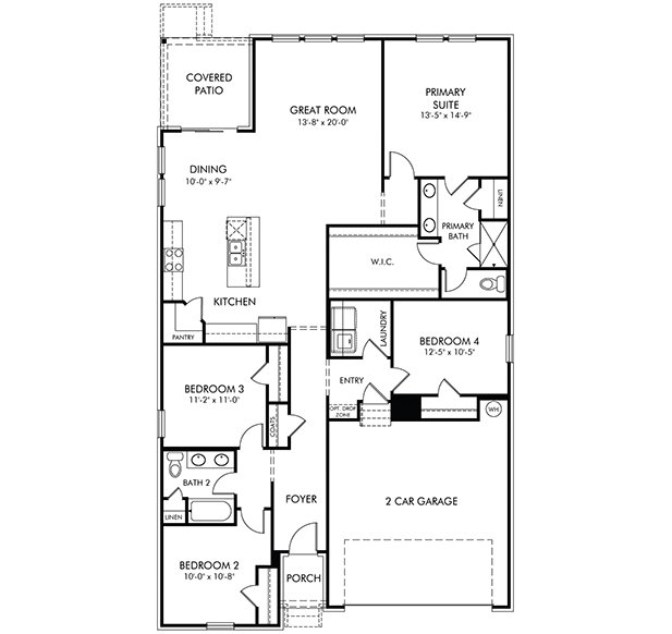 Newport Floorplan at a Meritage Homes community in Huntsville, Alabama. 