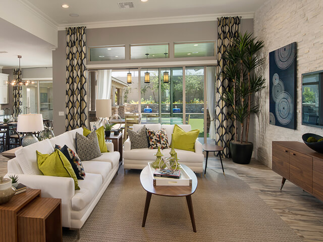 Living room with view to backyard