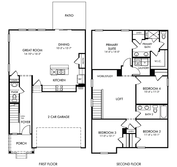 Lennon Floorplan at a Meritage Homes community in Charlotte, NC.