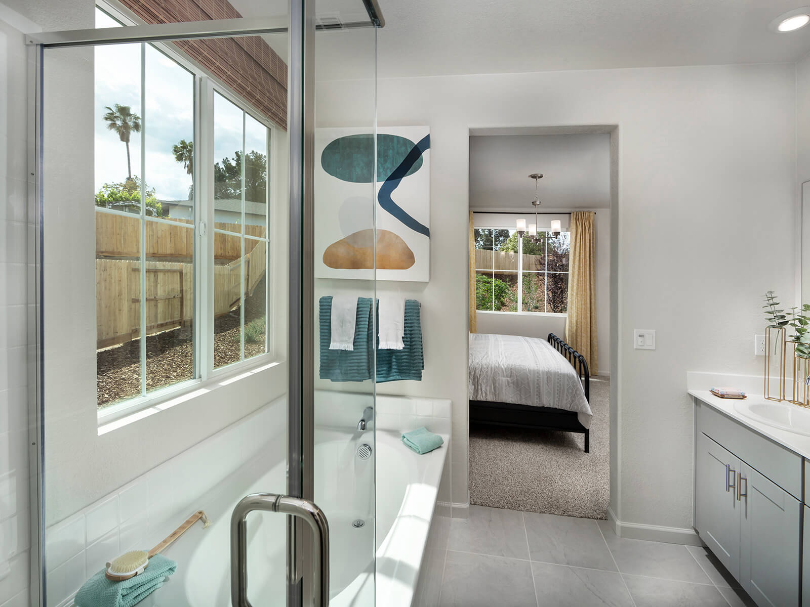 Residence 1 great room modeled at a nearby Meritage community.