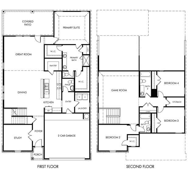 The Woodside (456) floorplan layout for a Meritage Homes community in Pflugerville, TX.