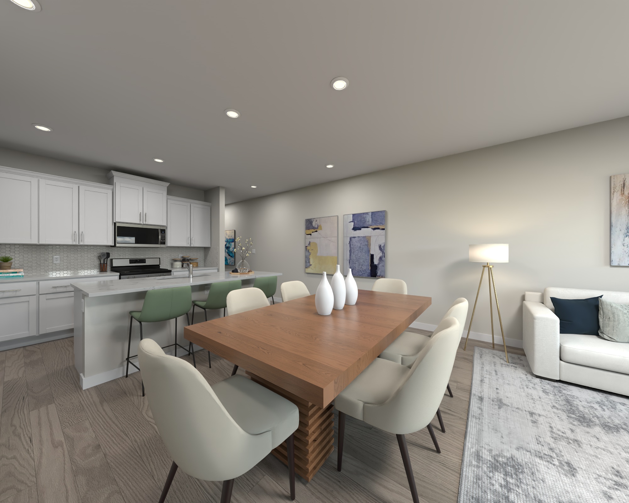 The beautiful granite countertop gives you ample space to prepare dinner or meal prep.