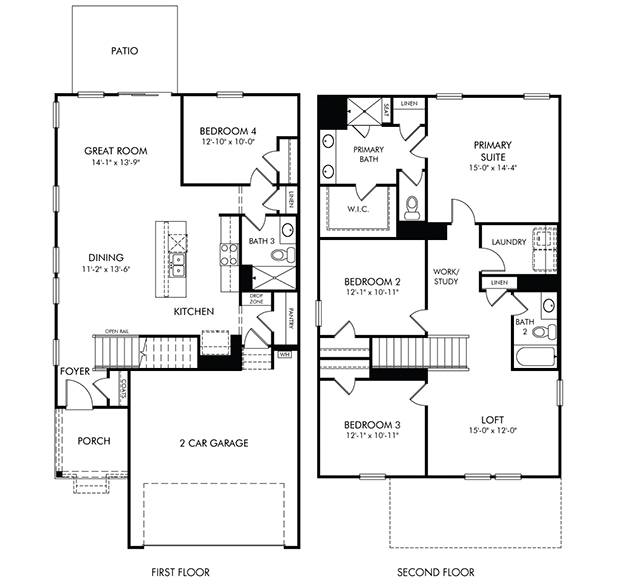 Roswell Floorplan at a Meritage Homes community in Charlotte, NC.