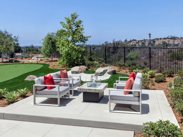 Outdoor patio next to putting green