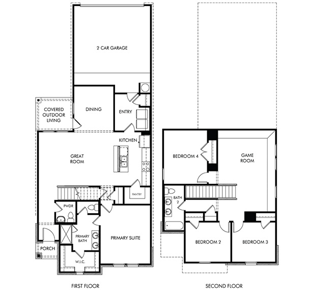 762 Santa Fe floorplan layout for a Meritage Homes community in Hutto, TX.