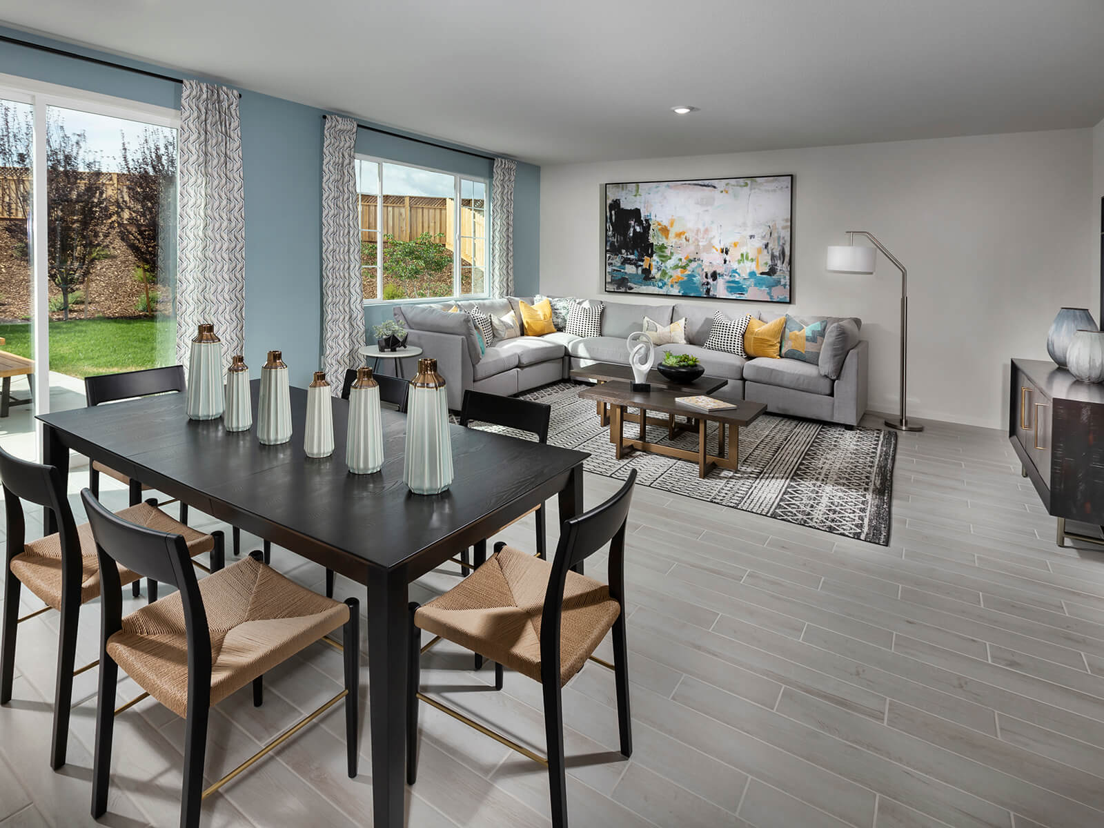 Residence 1 great room modeled at a nearby Meritage community.