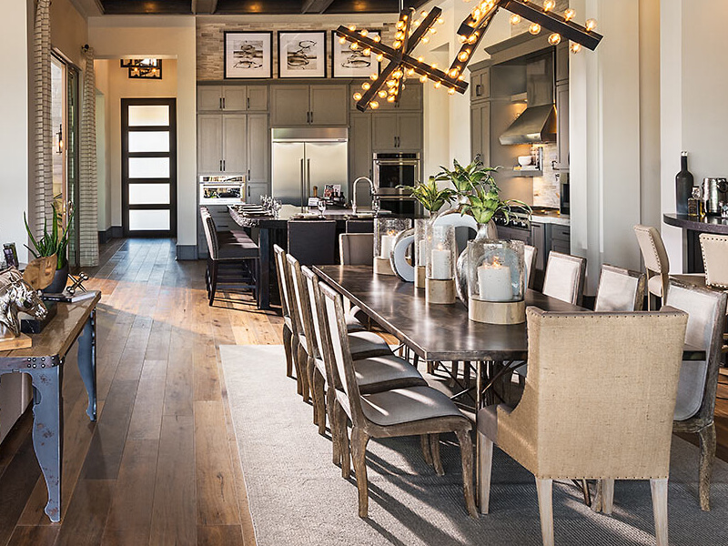 Dining room with wooden floors