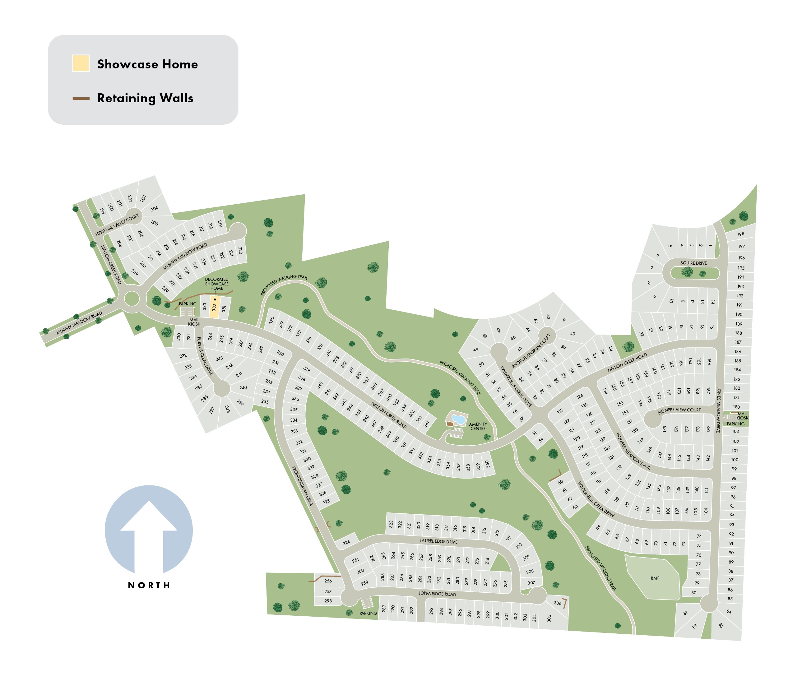 Marketing Site Map for Nelson's Creek in Mocksville, NC.