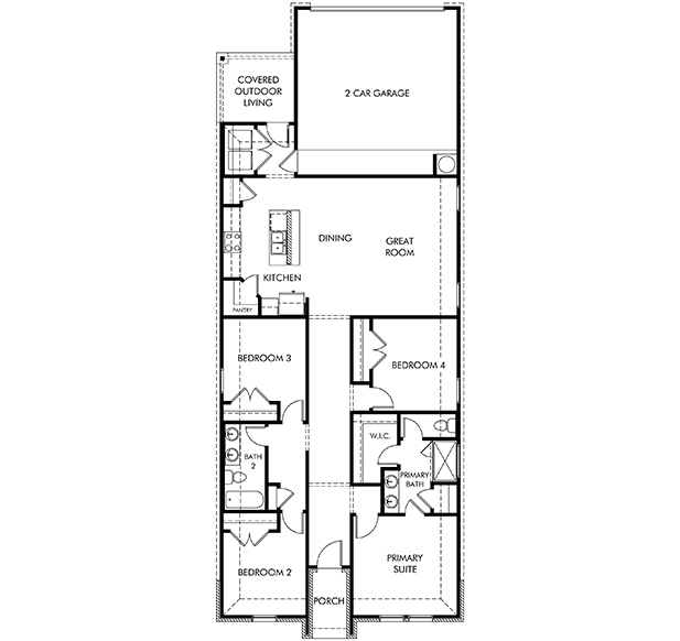 740 Coronado floorplan layout for a Meritage Homes community in Hutto, TX.