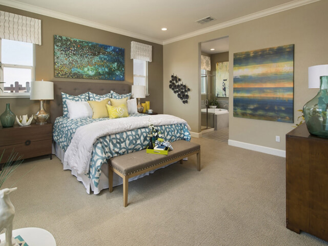 Bedroom with beige carpet
