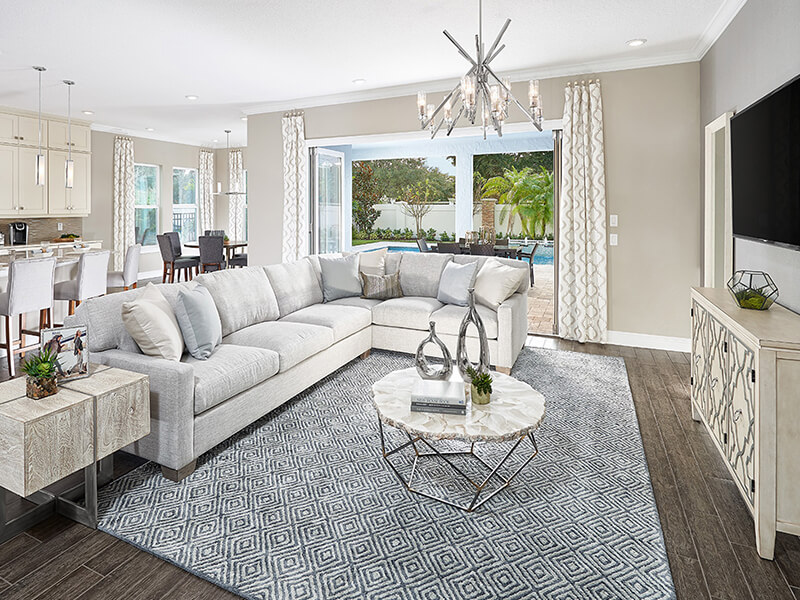 Living room with large white couch