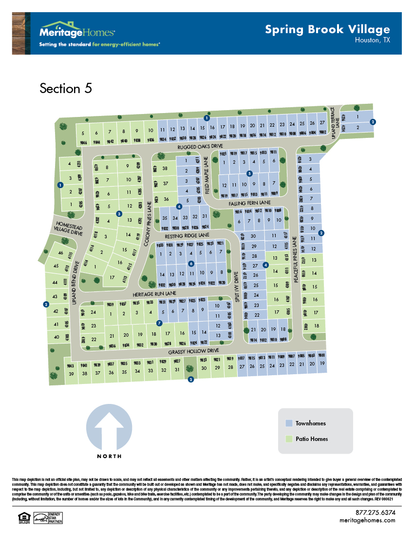 HOU site plan flyer Spring Brook Village Sec 5