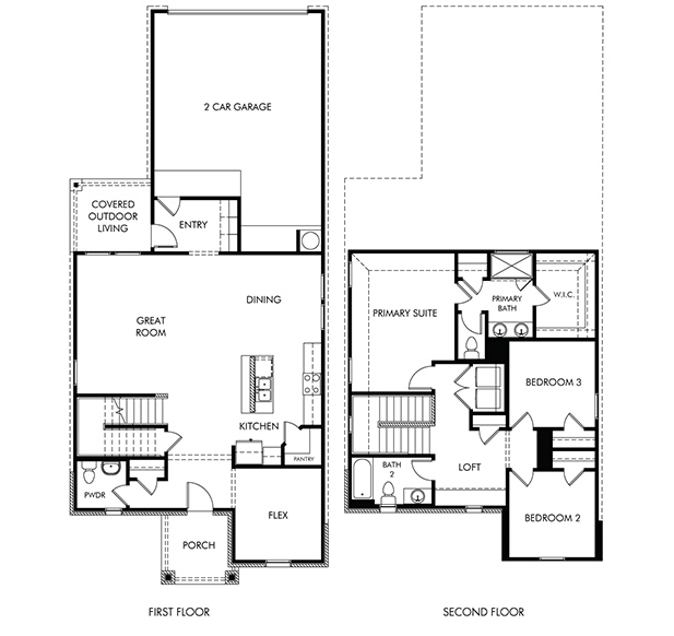 750 Eldorado floorplan layout for a Meritage Homes community in Hutto, TX.